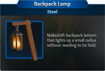 Providing an example of the backpack lamp tool class in Len's Island

The Bakpack Lamp