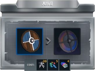 Anvil Upgrade demonstration
Upgrade Hardened Round Steel Shield to Titanium Round Shield