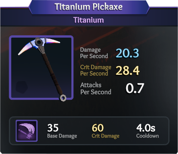 Providing an example of the pickaxe tool class in Len's Island

The Titanium Pickaxe